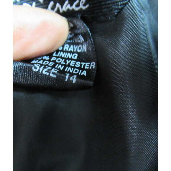 Jennifer & Grace Skirt Women Size 14 Black A-Line Linen Blend Career Office Work - Picture 8 of 9